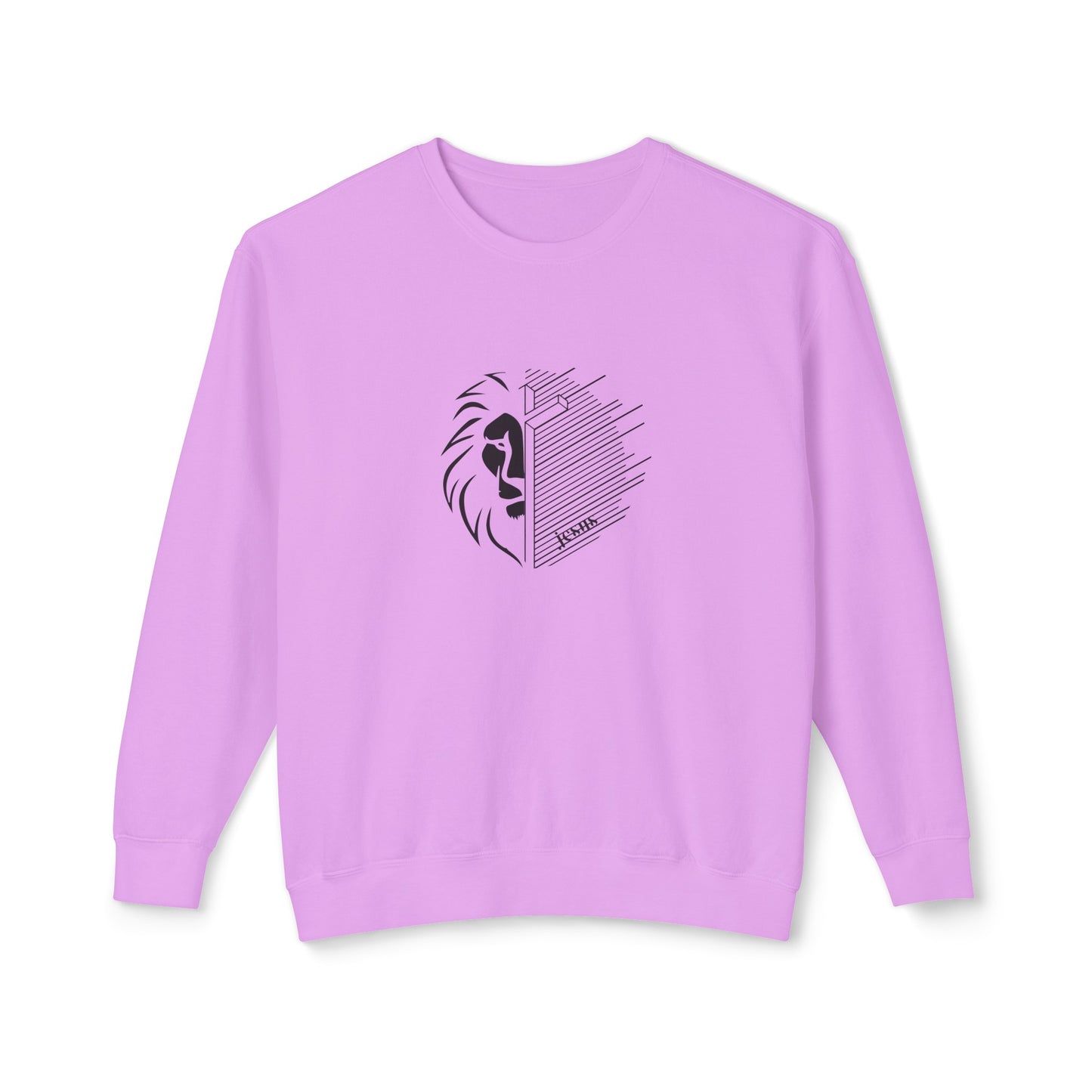 Jesus Lion Black Print Unisex Lightweight Crewneck Sweatshirt