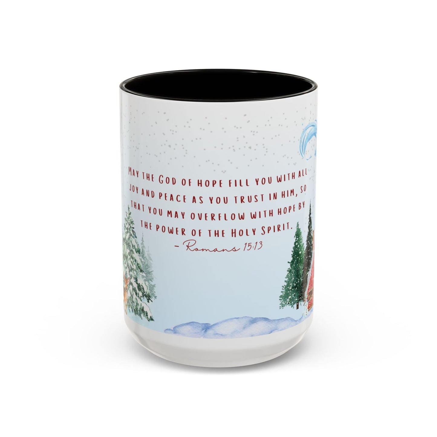Romans 15:13 Winter Scripture Mug – Christian Christmas Coffee Cup