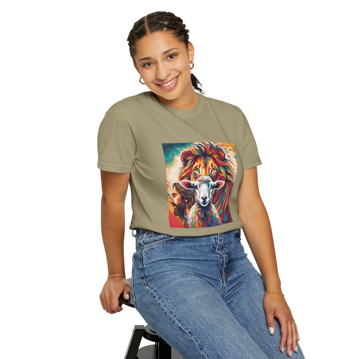 Jesus, Lion, & Lamb Unisex Garment-Dyed T-shirt