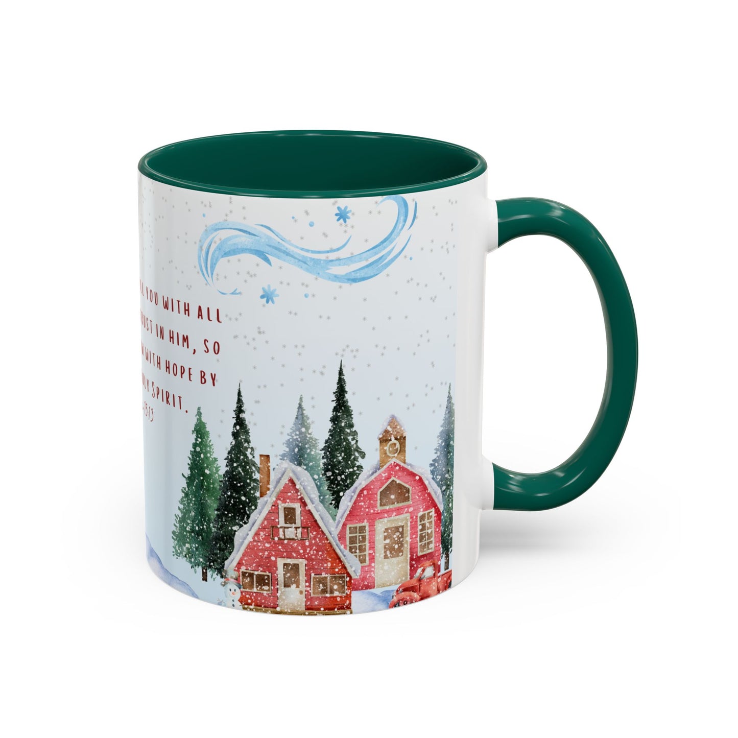 Romans 15:13 Winter Scripture Mug – Christian Christmas Coffee Cup
