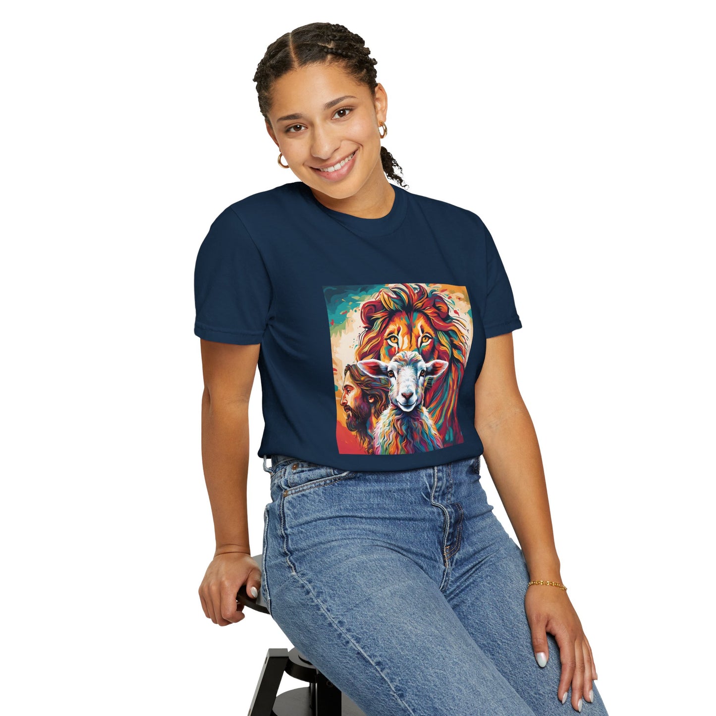Jesus, Lion, & Lamb Unisex Garment-Dyed T-shirt