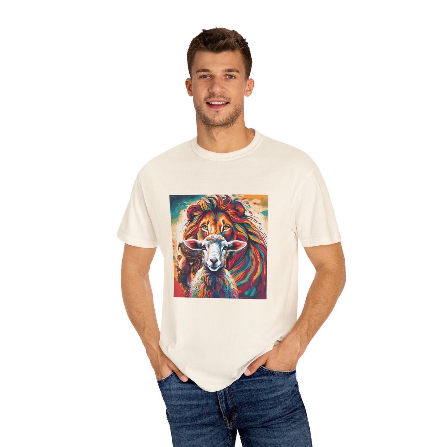 Jesus, Lion, & Lamb Unisex Garment-Dyed T-shirt
