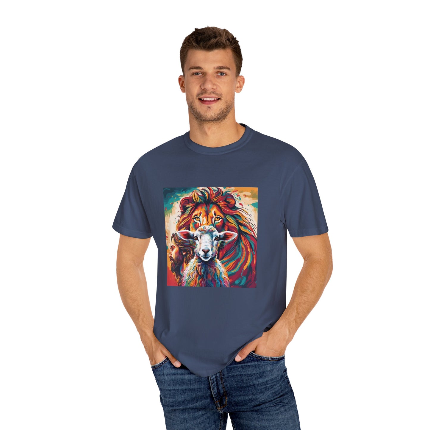 Jesus, Lion, & Lamb Unisex Garment-Dyed T-shirt