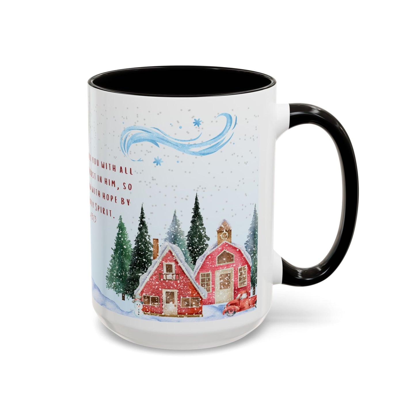 Romans 15:13 Winter Scripture Mug – Christian Christmas Coffee Cup