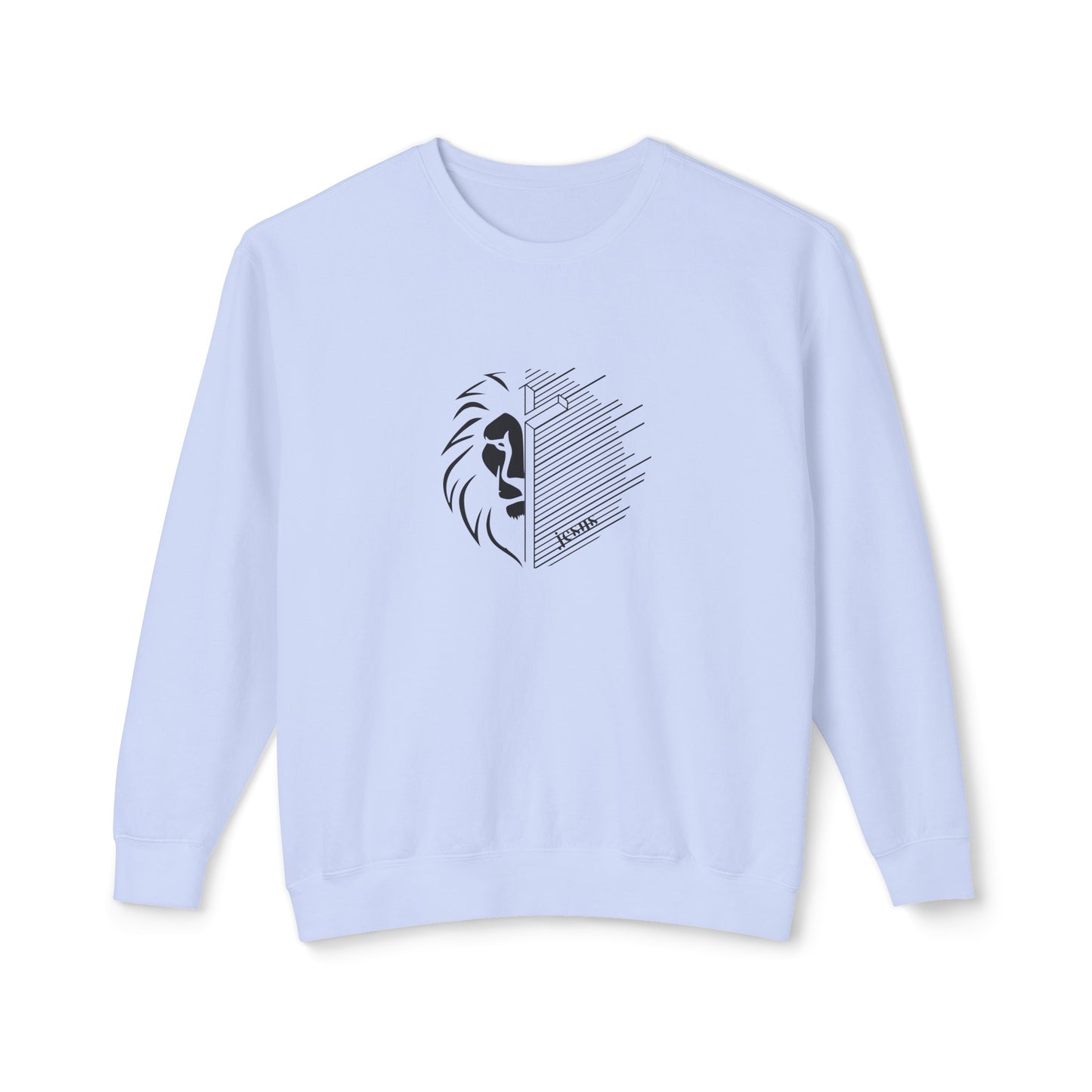 Jesus Lion Black Print Unisex Lightweight Crewneck Sweatshirt