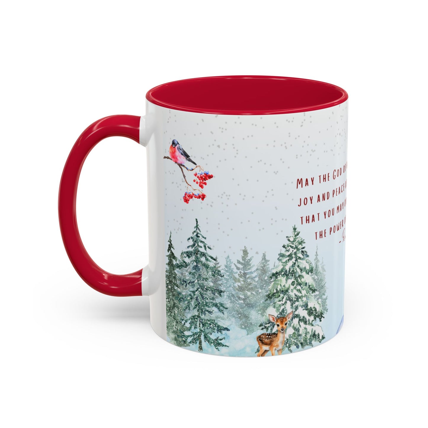 Romans 15:13 Winter Scripture Mug – Christian Christmas Coffee Cup