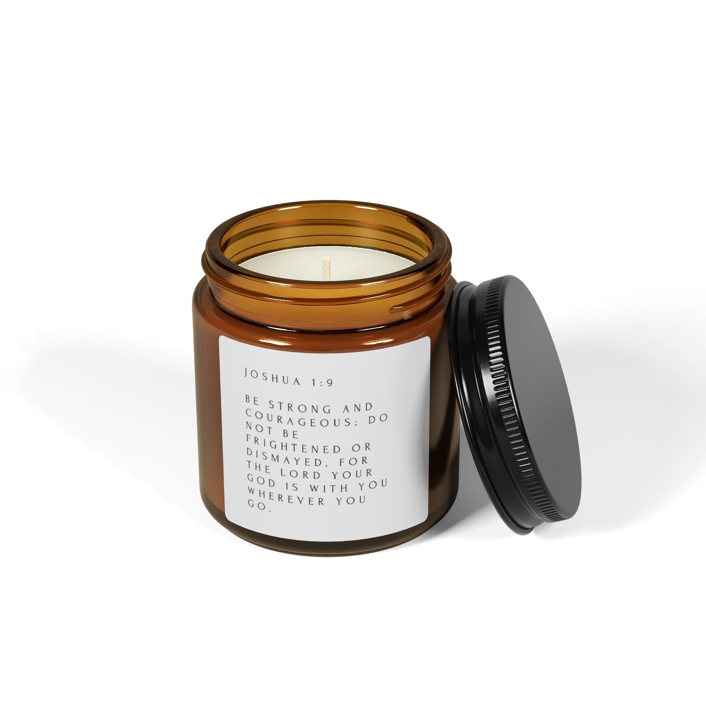 Joshua 1:9 Scented Soy Candle (Amber Jar)