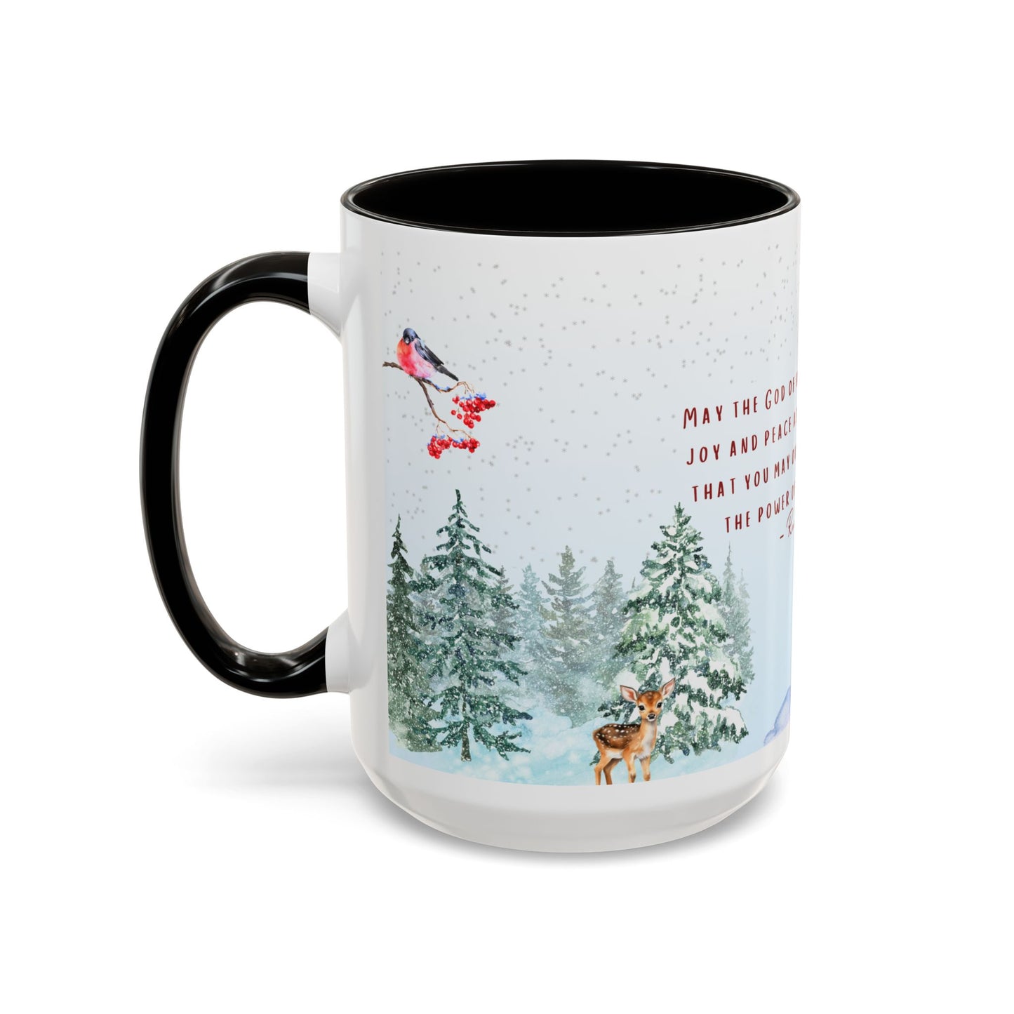 Romans 15:13 Winter Scripture Mug – Christian Christmas Coffee Cup