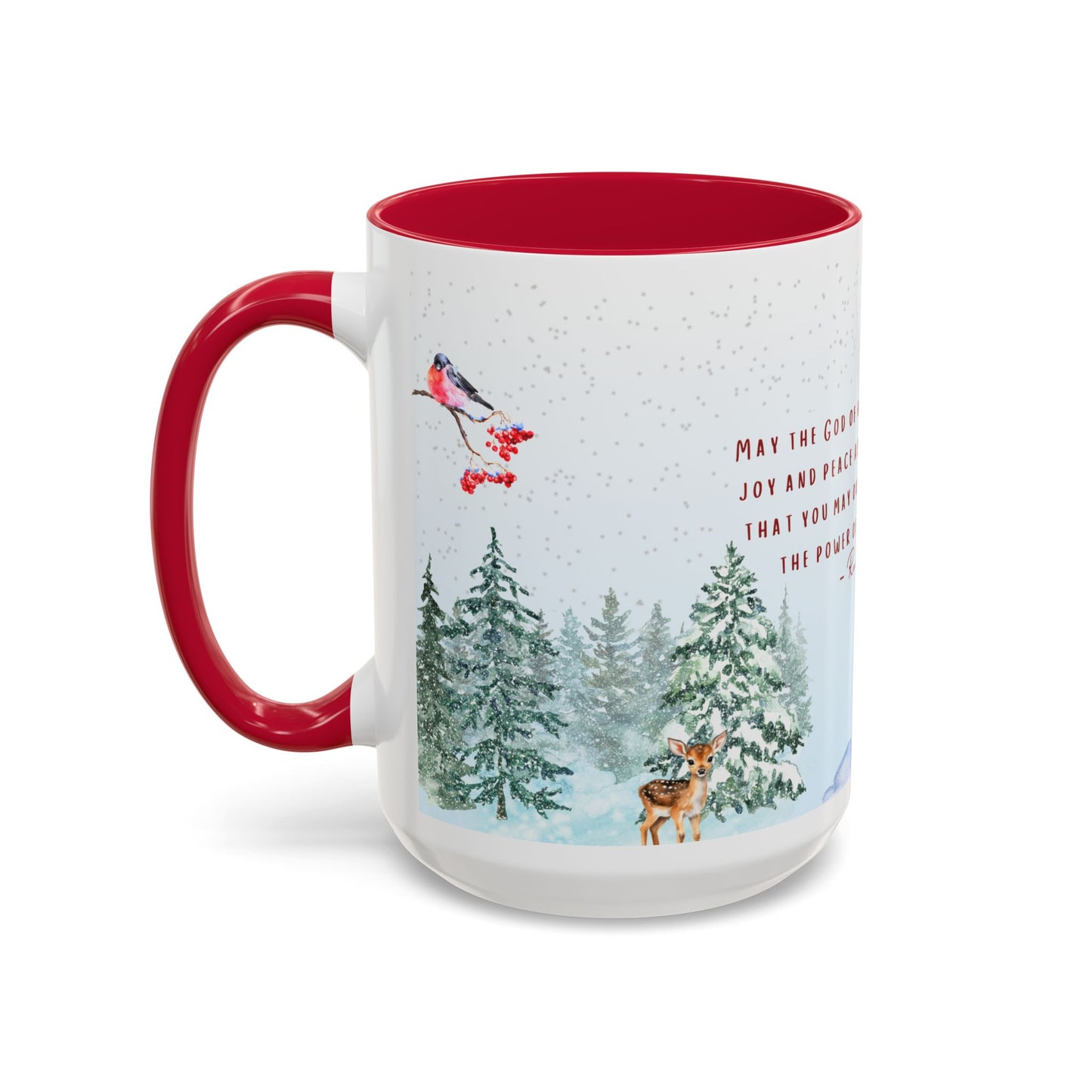 Romans 15:13 Winter Scripture Mug – Christian Christmas Coffee Cup
