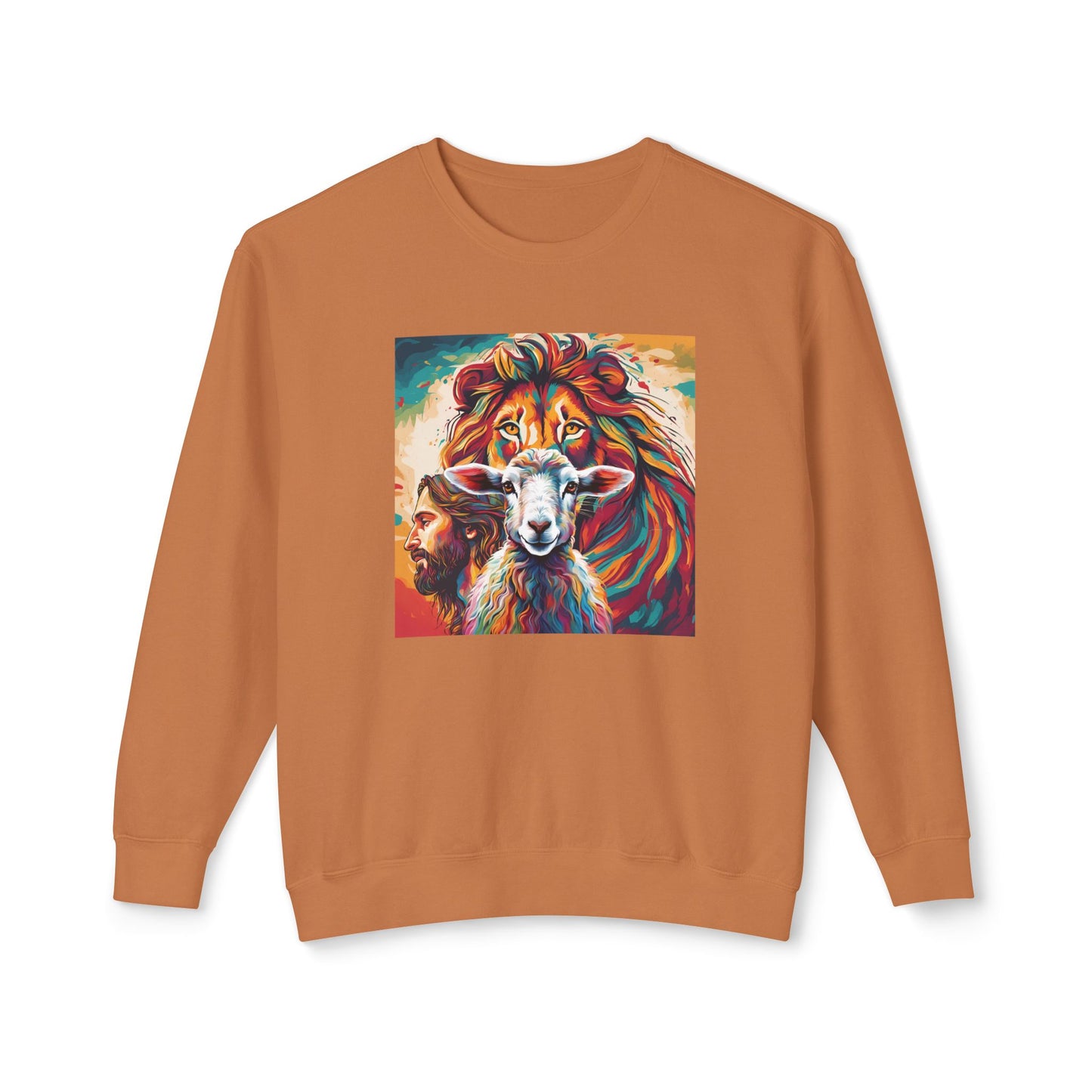 Jesus, Lion, & Lamb Unisex Lightweight Crewneck Sweatshirt