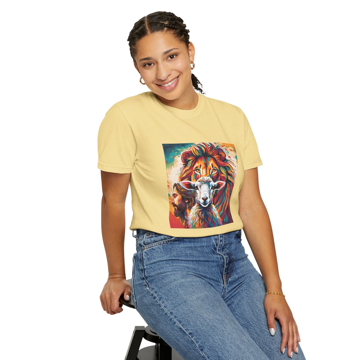 Jesus, Lion, & Lamb Unisex Garment-Dyed T-shirt