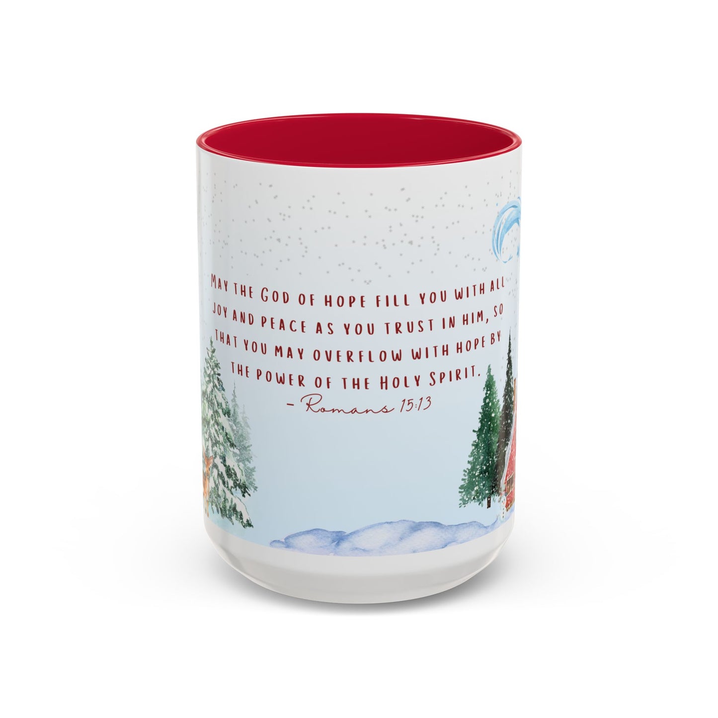 Romans 15:13 Winter Scripture Mug – Christian Christmas Coffee Cup