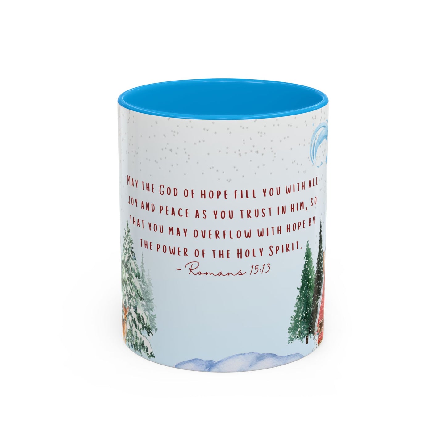Romans 15:13 Winter Scripture Mug – Christian Christmas Coffee Cup