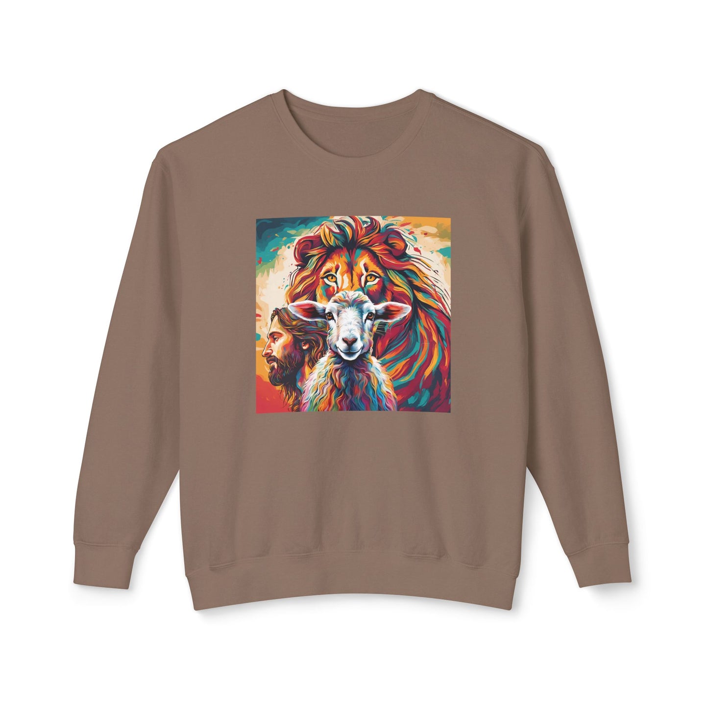 Jesus, Lion, & Lamb Unisex Lightweight Crewneck Sweatshirt