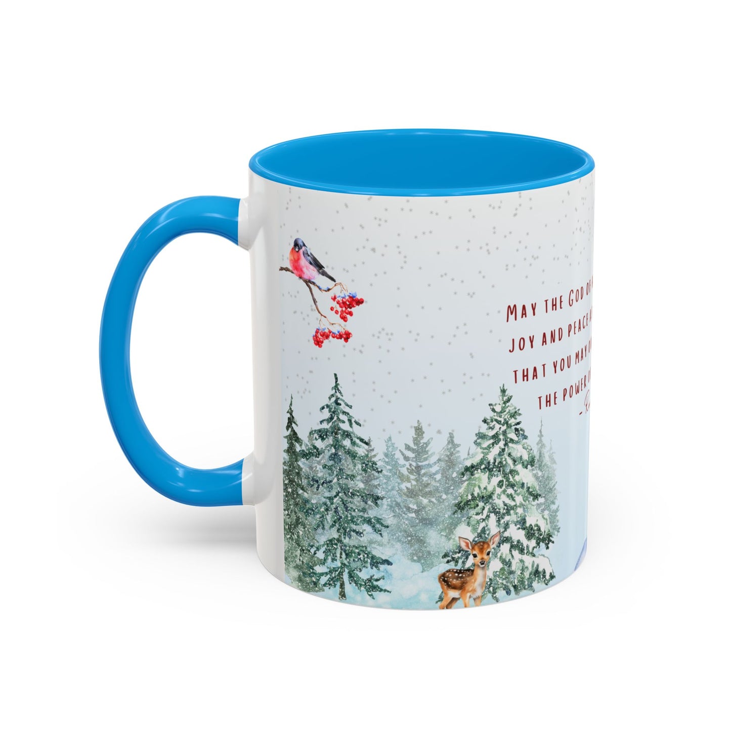 Romans 15:13 Winter Scripture Mug – Christian Christmas Coffee Cup