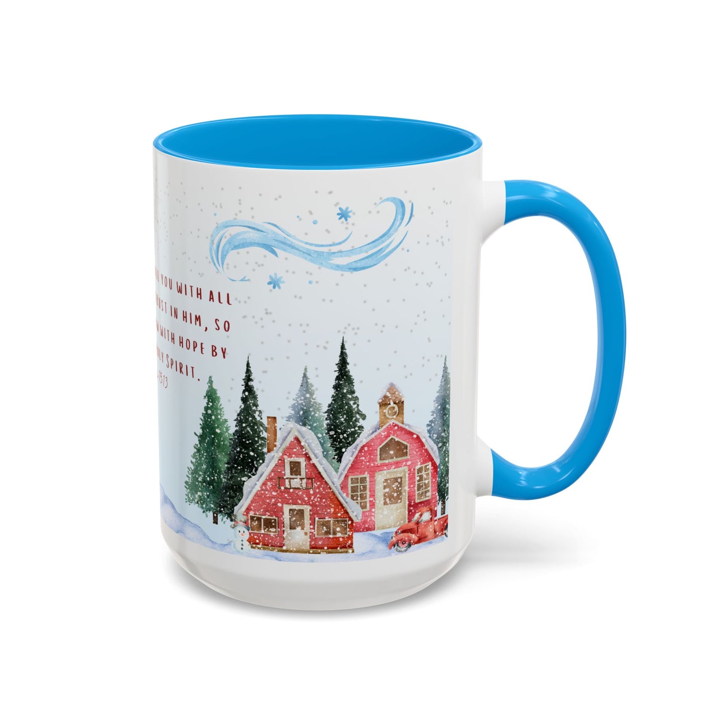 Romans 15:13 Winter Scripture Mug – Christian Christmas Coffee Cup