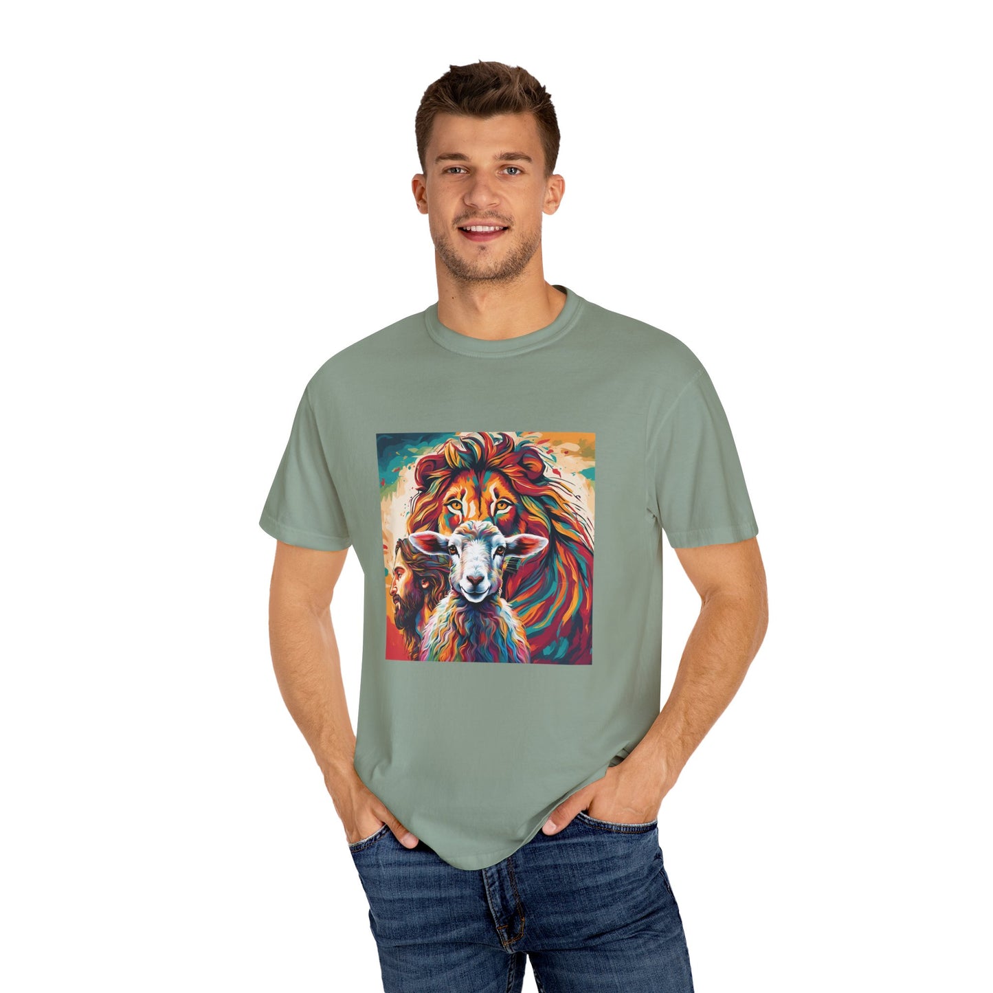 Jesus, Lion, & Lamb Unisex Garment-Dyed T-shirt