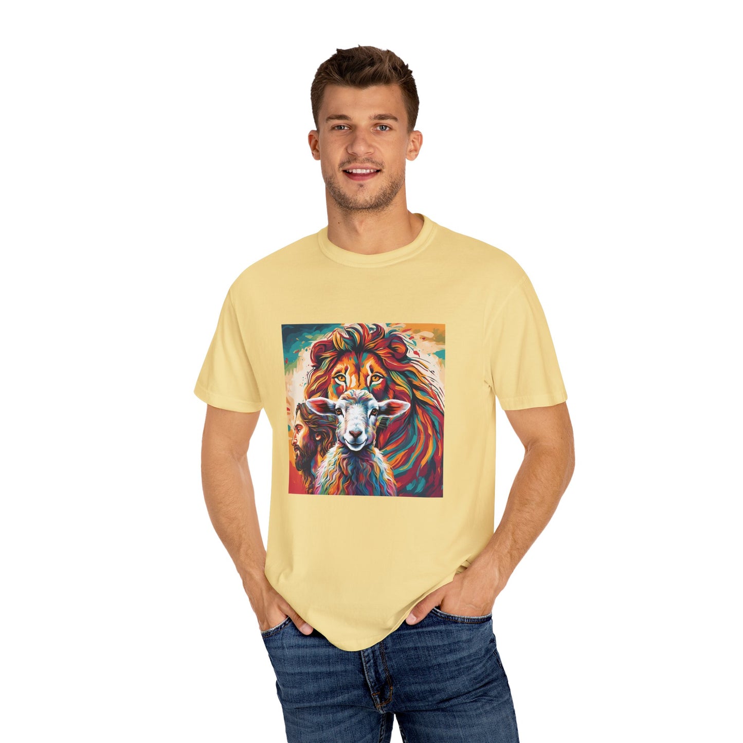 Jesus, Lion, & Lamb Unisex Garment-Dyed T-shirt