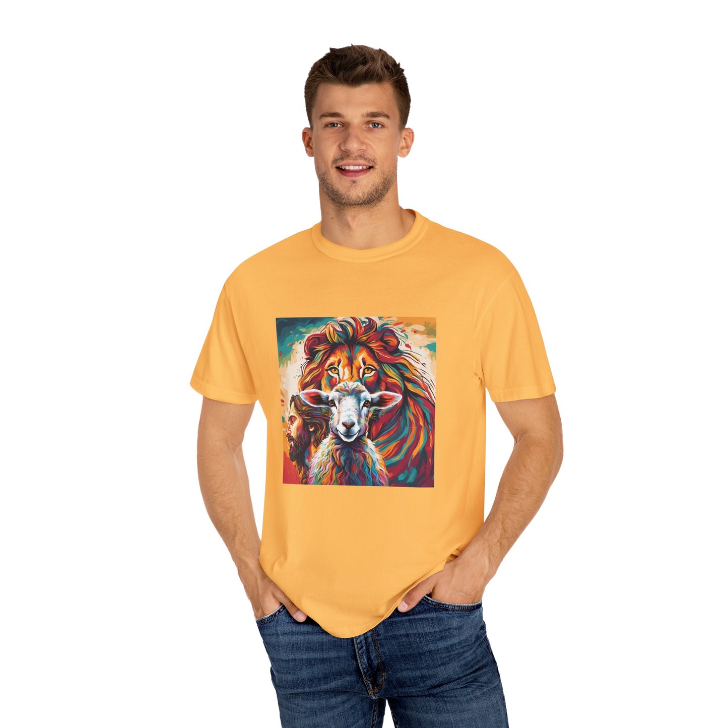 Jesus, Lion, & Lamb Unisex Garment-Dyed T-shirt
