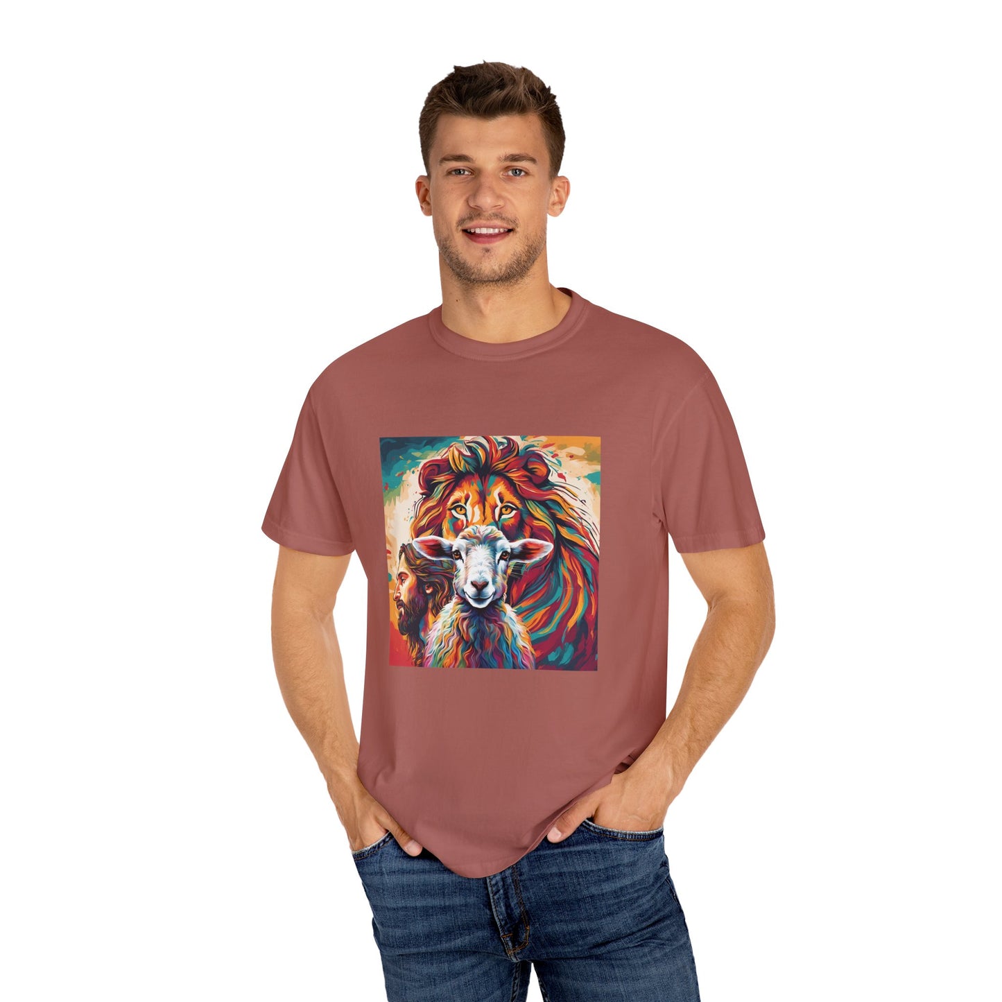 Jesus, Lion, & Lamb Unisex Garment-Dyed T-shirt