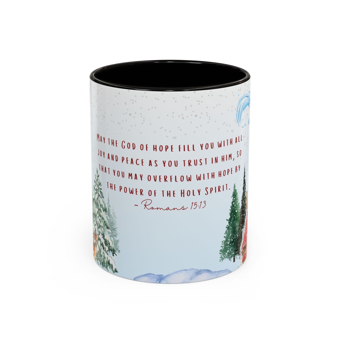 Romans 15:13 Winter Scripture Mug – Christian Christmas Coffee Cup