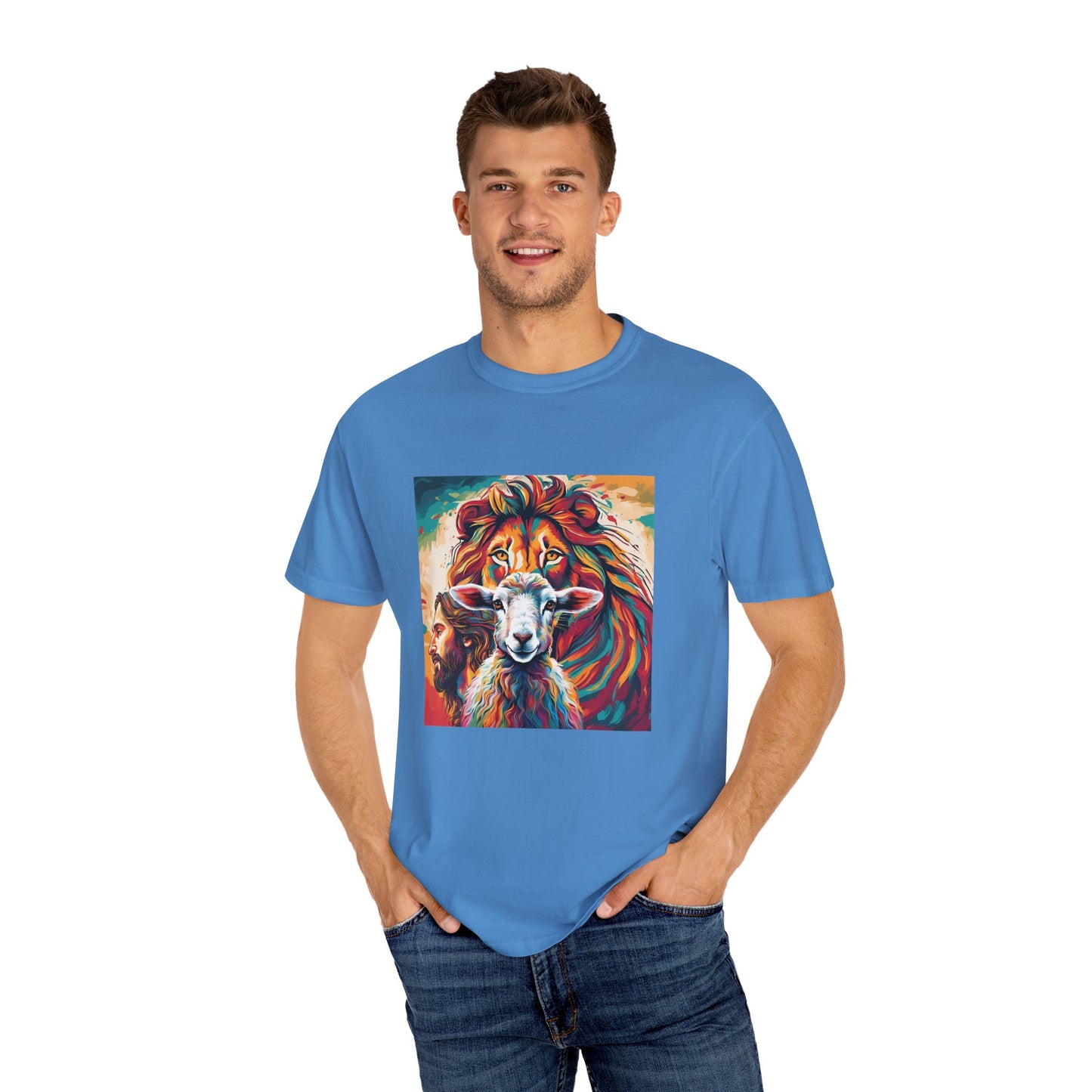 Jesus, Lion, & Lamb Unisex Garment-Dyed T-shirt