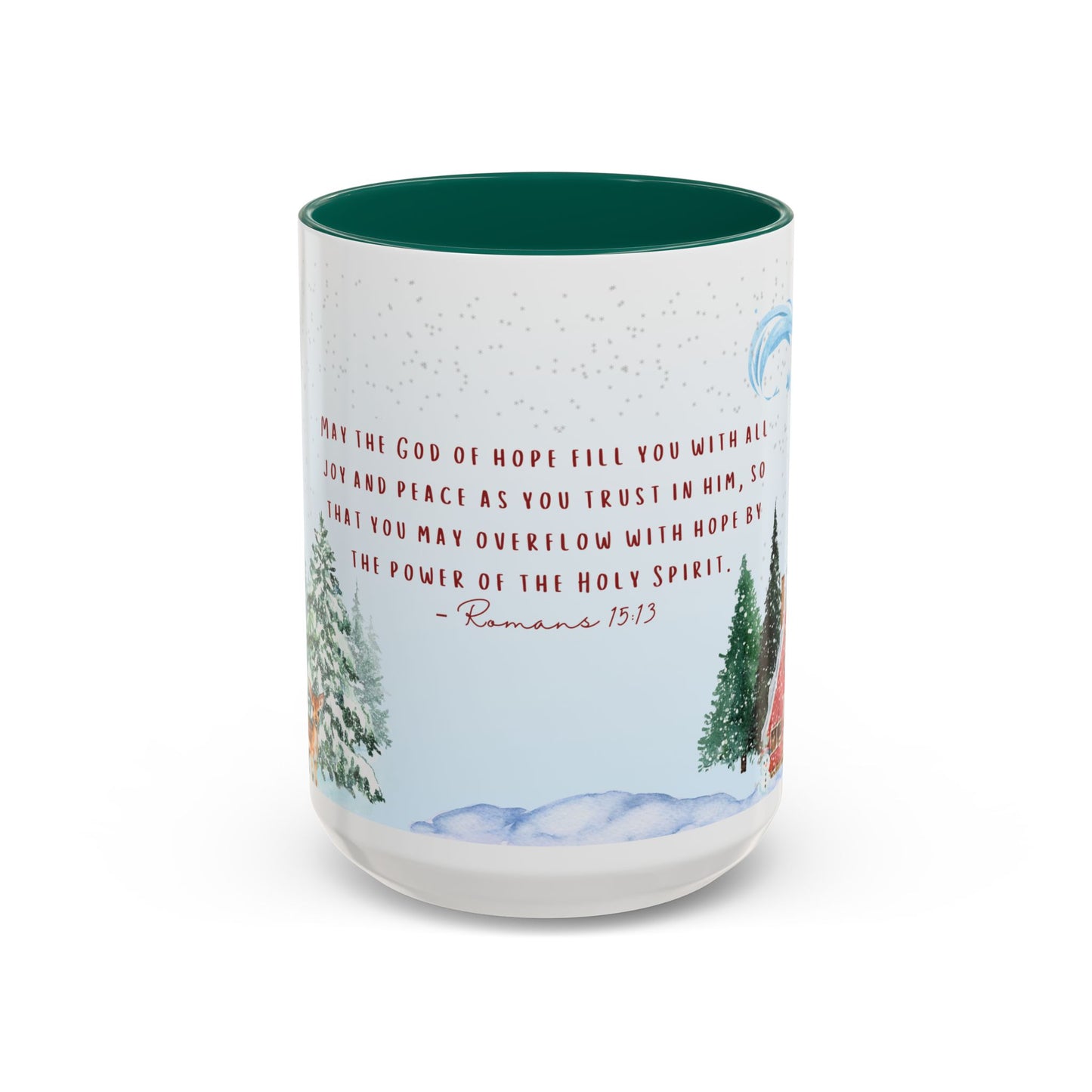 Romans 15:13 Winter Scripture Mug – Christian Christmas Coffee Cup