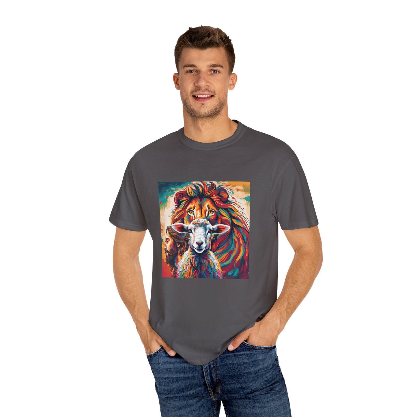 Jesus, Lion, & Lamb Unisex Garment-Dyed T-shirt