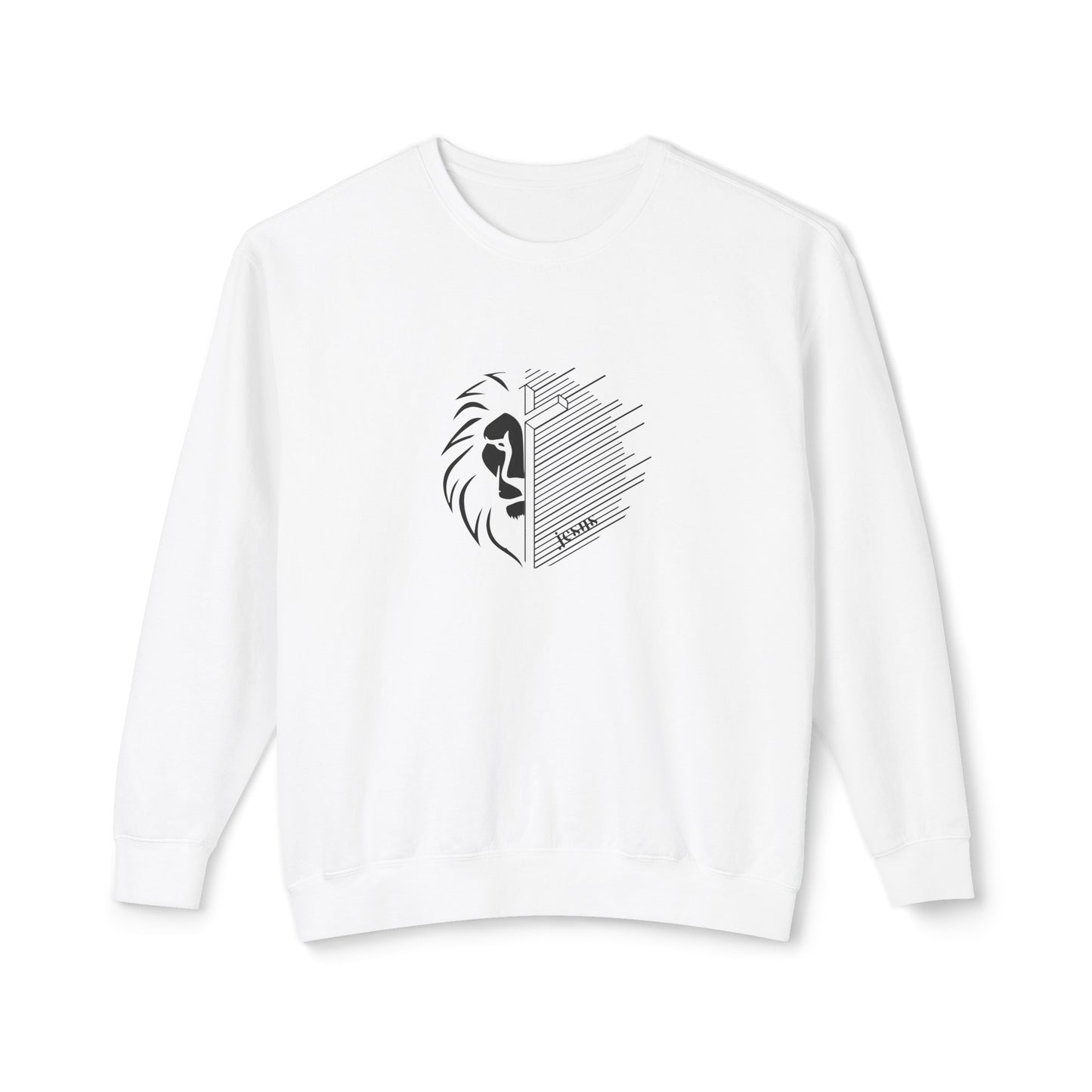 Jesus Lion Black Print Unisex Lightweight Crewneck Sweatshirt