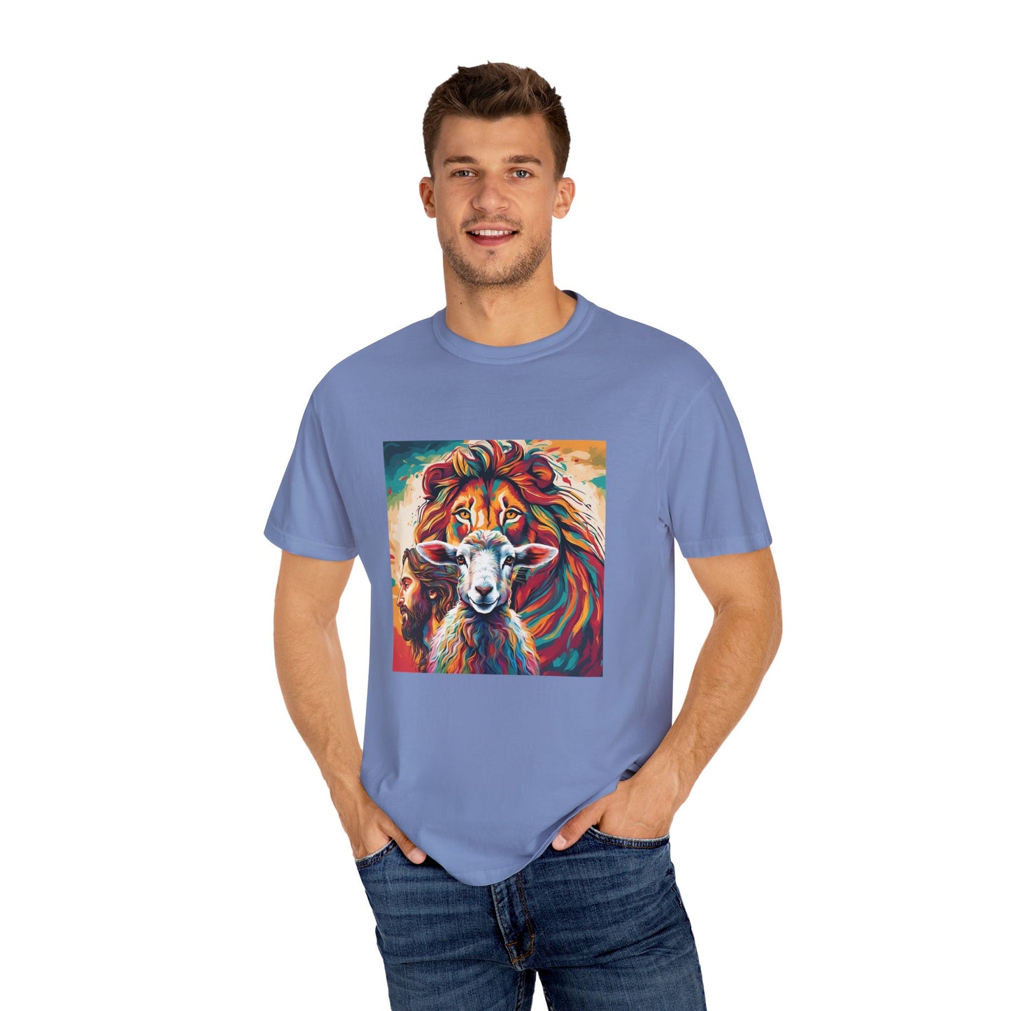 Jesus, Lion, & Lamb Unisex Garment-Dyed T-shirt