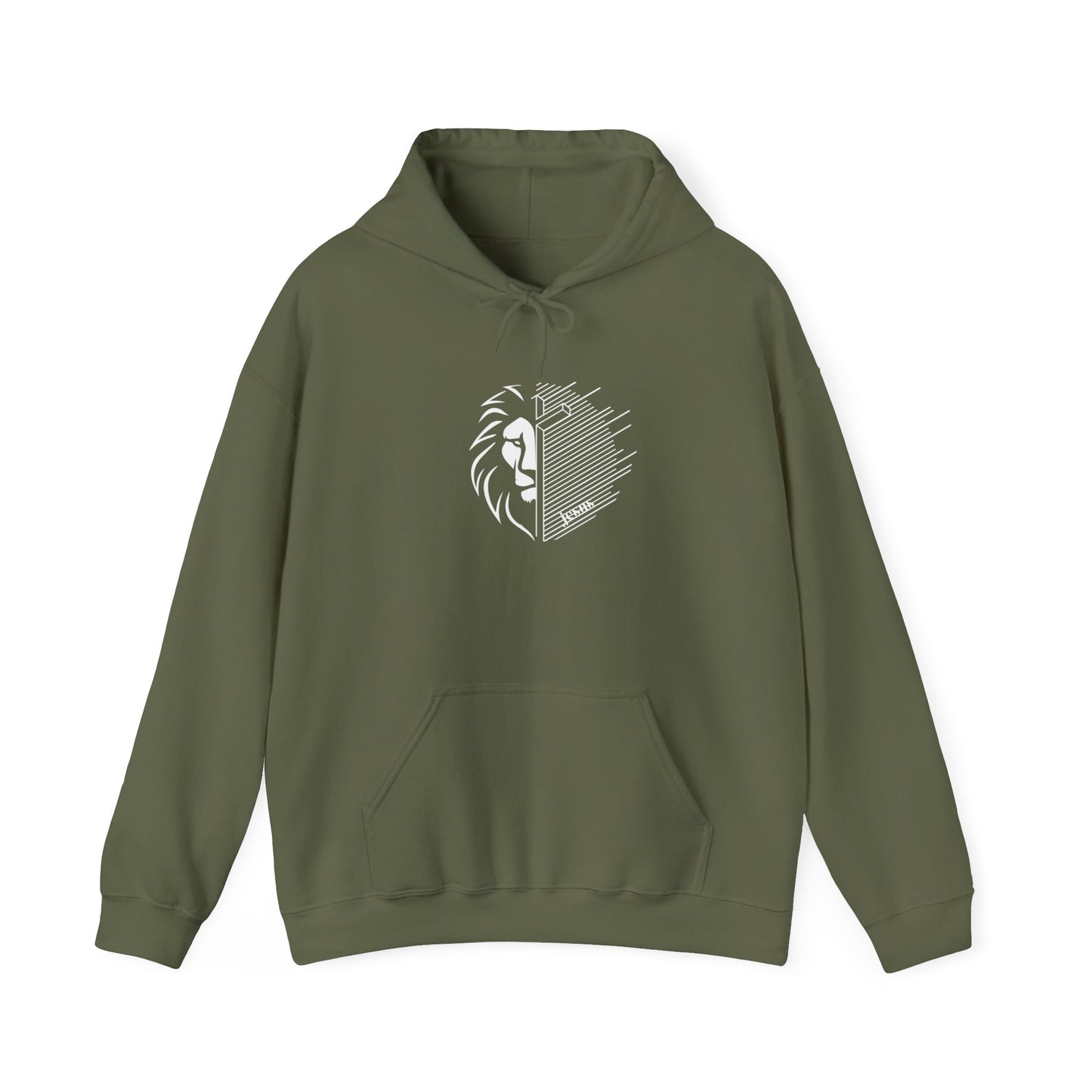 Jesus Lion White Print Unisex Heavy Blend™ Hooded Sweatshirt