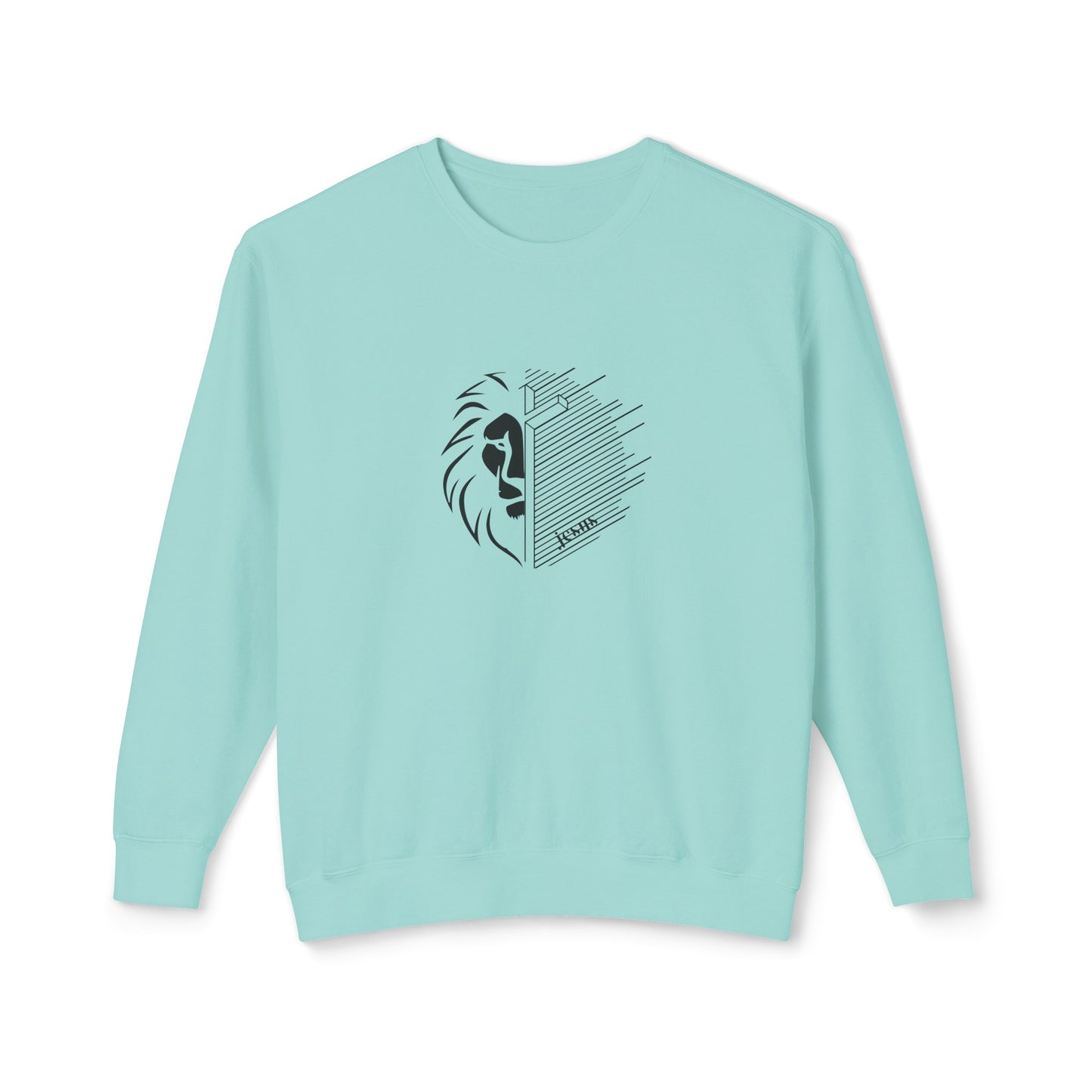 Jesus Lion Black Print Unisex Lightweight Crewneck Sweatshirt