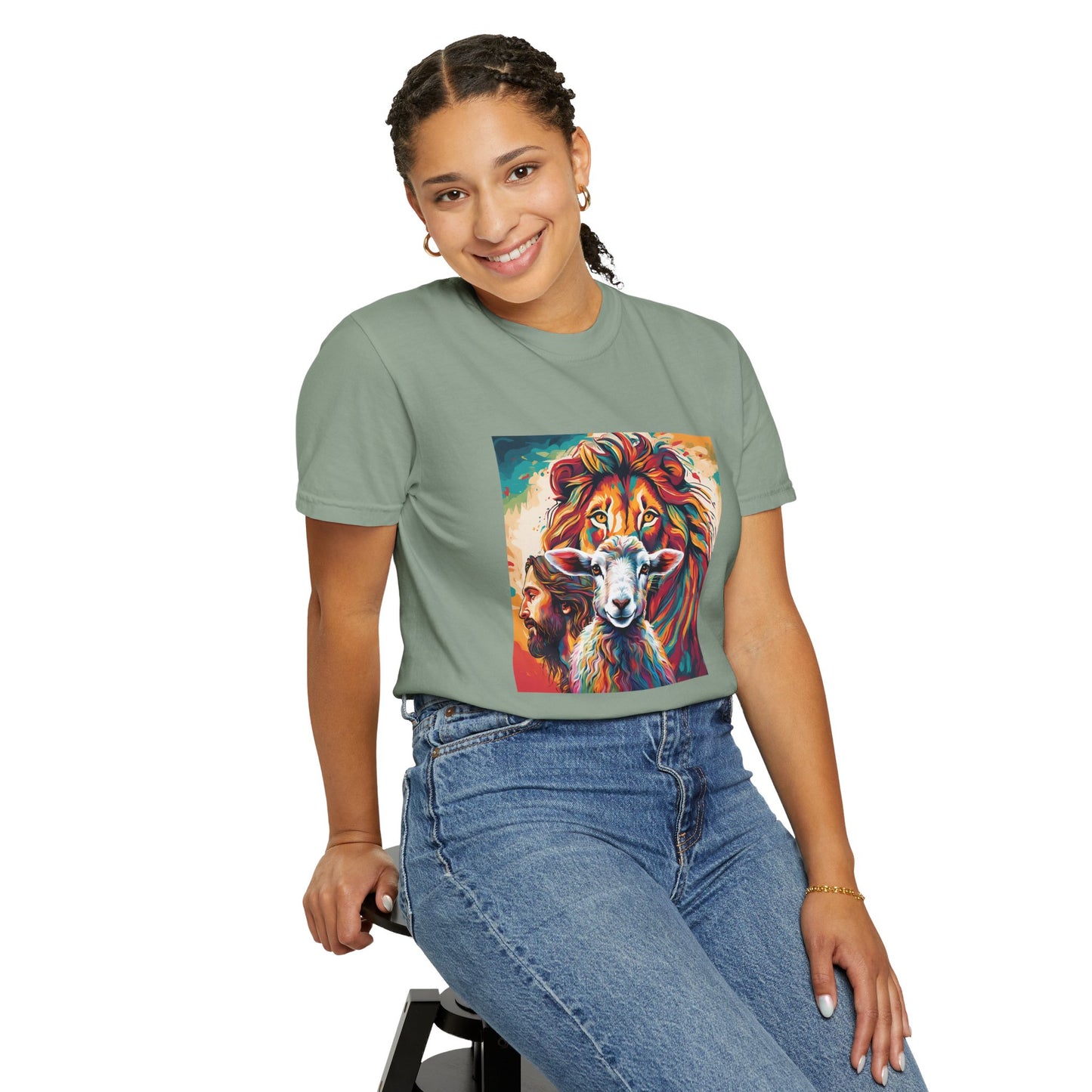 Jesus, Lion, & Lamb Unisex Garment-Dyed T-shirt