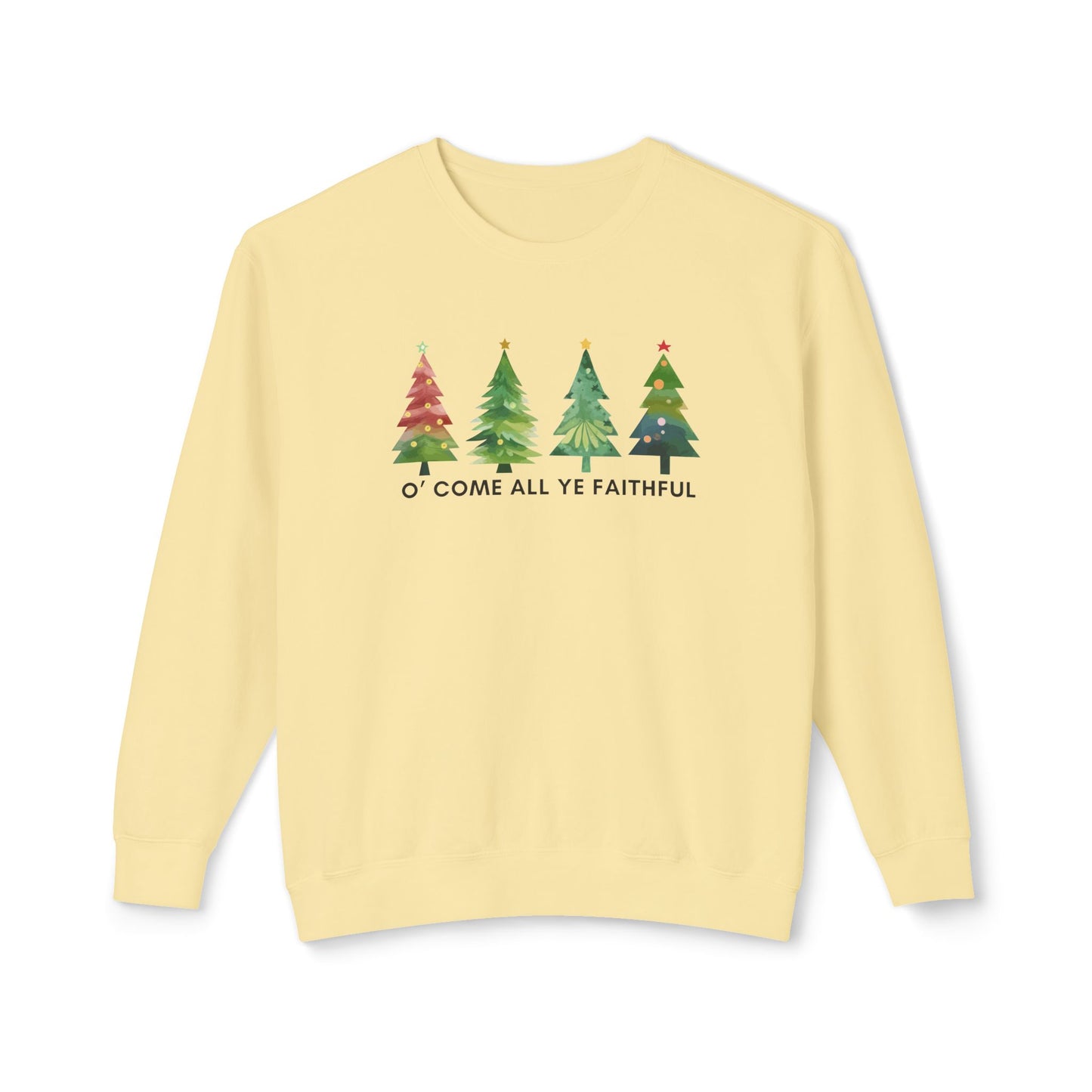 Christmas Tree Unisex Lightweight Crewneck Sweatshirt - O' Come All Ye Faithful