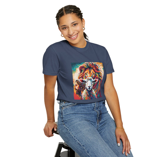 Jesus, Lion, & Lamb Unisex Garment-Dyed T-shirt