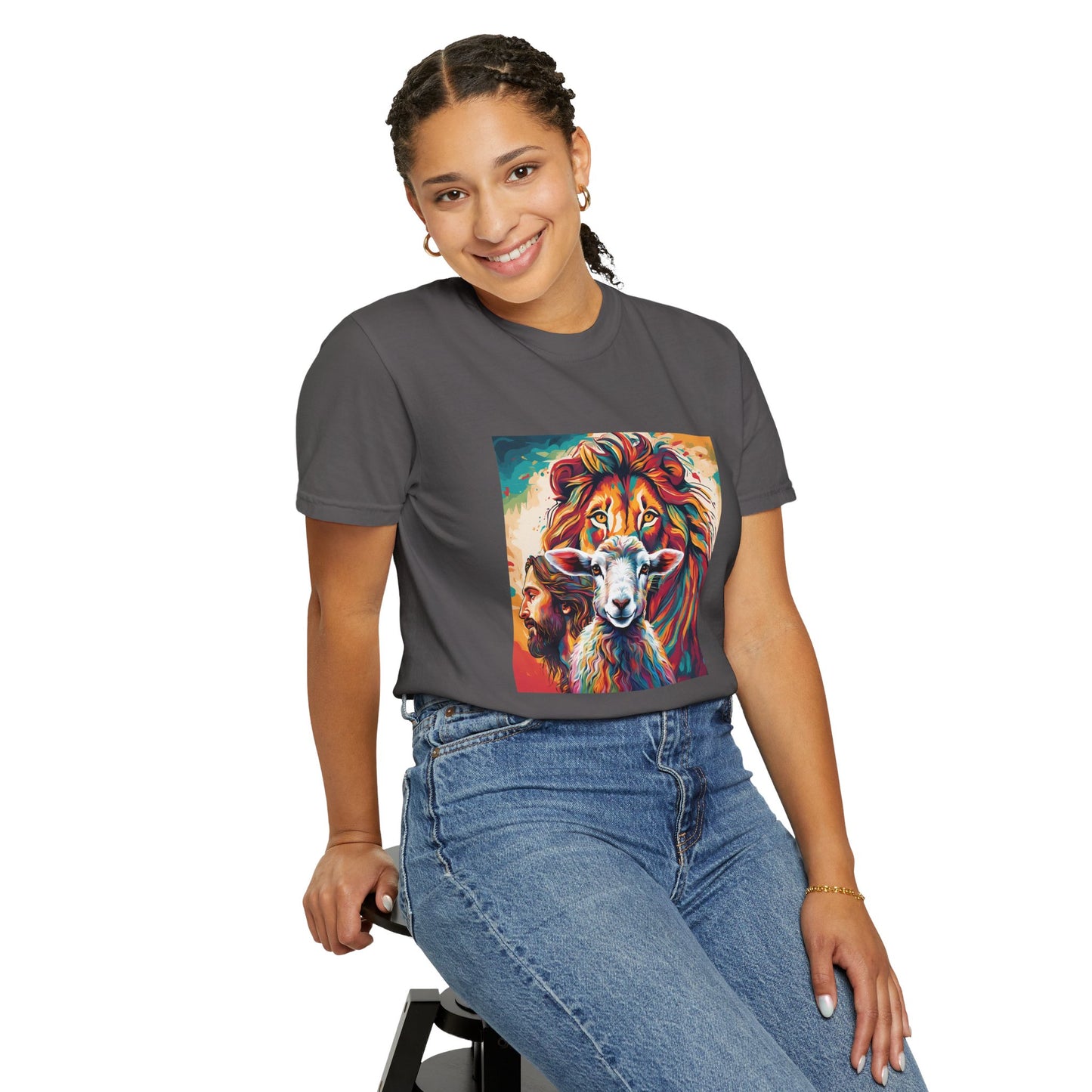 Jesus, Lion, & Lamb Unisex Garment-Dyed T-shirt