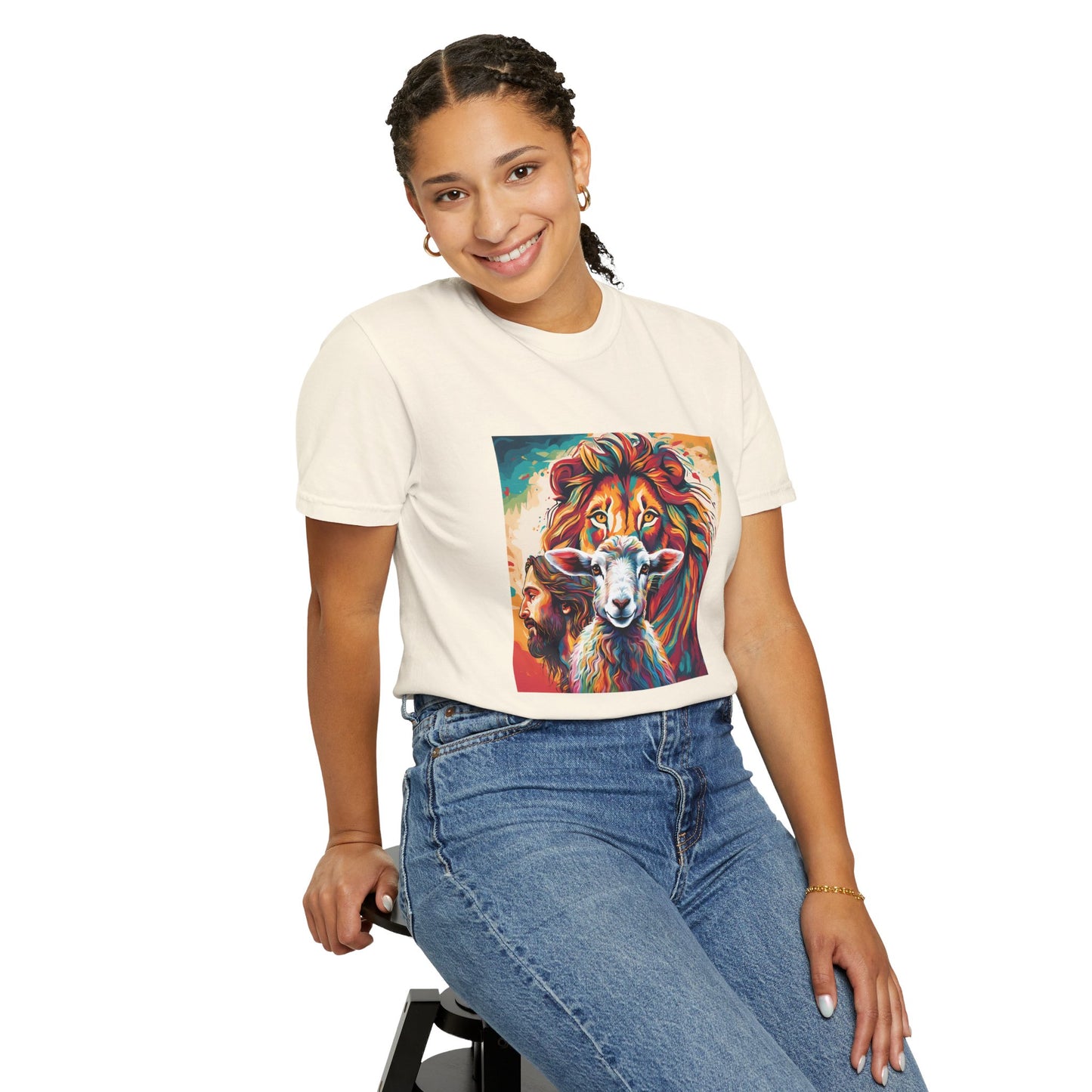 Jesus, Lion, & Lamb Unisex Garment-Dyed T-shirt