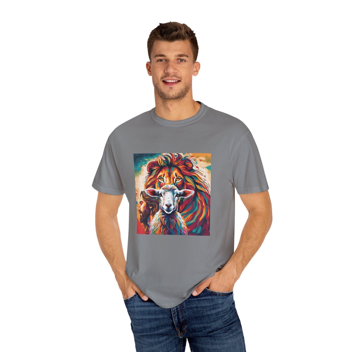 Jesus, Lion, & Lamb Unisex Garment-Dyed T-shirt