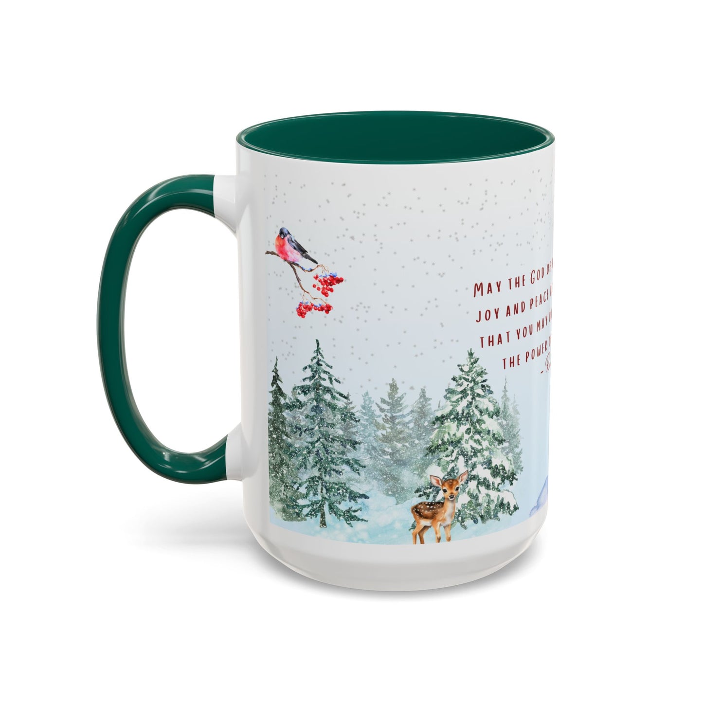 Romans 15:13 Winter Scripture Mug – Christian Christmas Coffee Cup