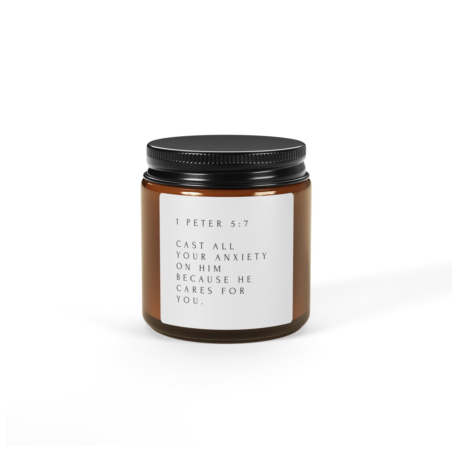 1 Peter 5:7 Scented Soy Candle (Amber Jar)
