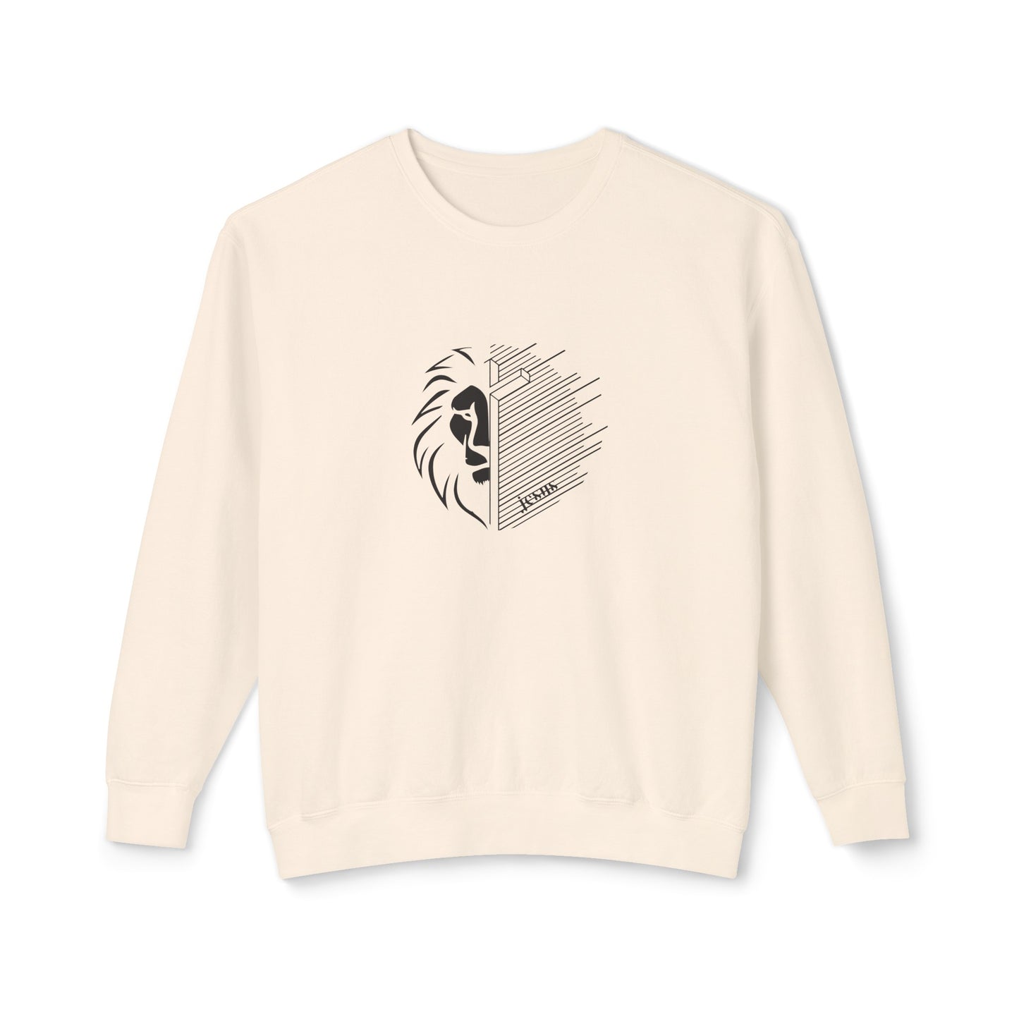 Jesus Lion Black Print Unisex Lightweight Crewneck Sweatshirt