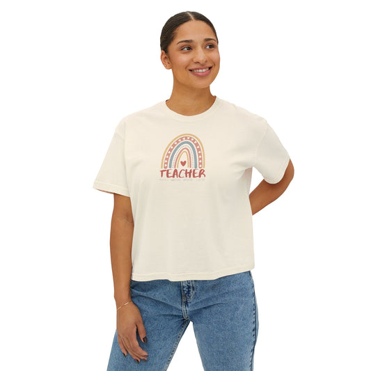 TEACHER Definition Boxy Tee – Believer, Innovator, Motivator, Educator | Inspirational Women's Graphic T-Shirt