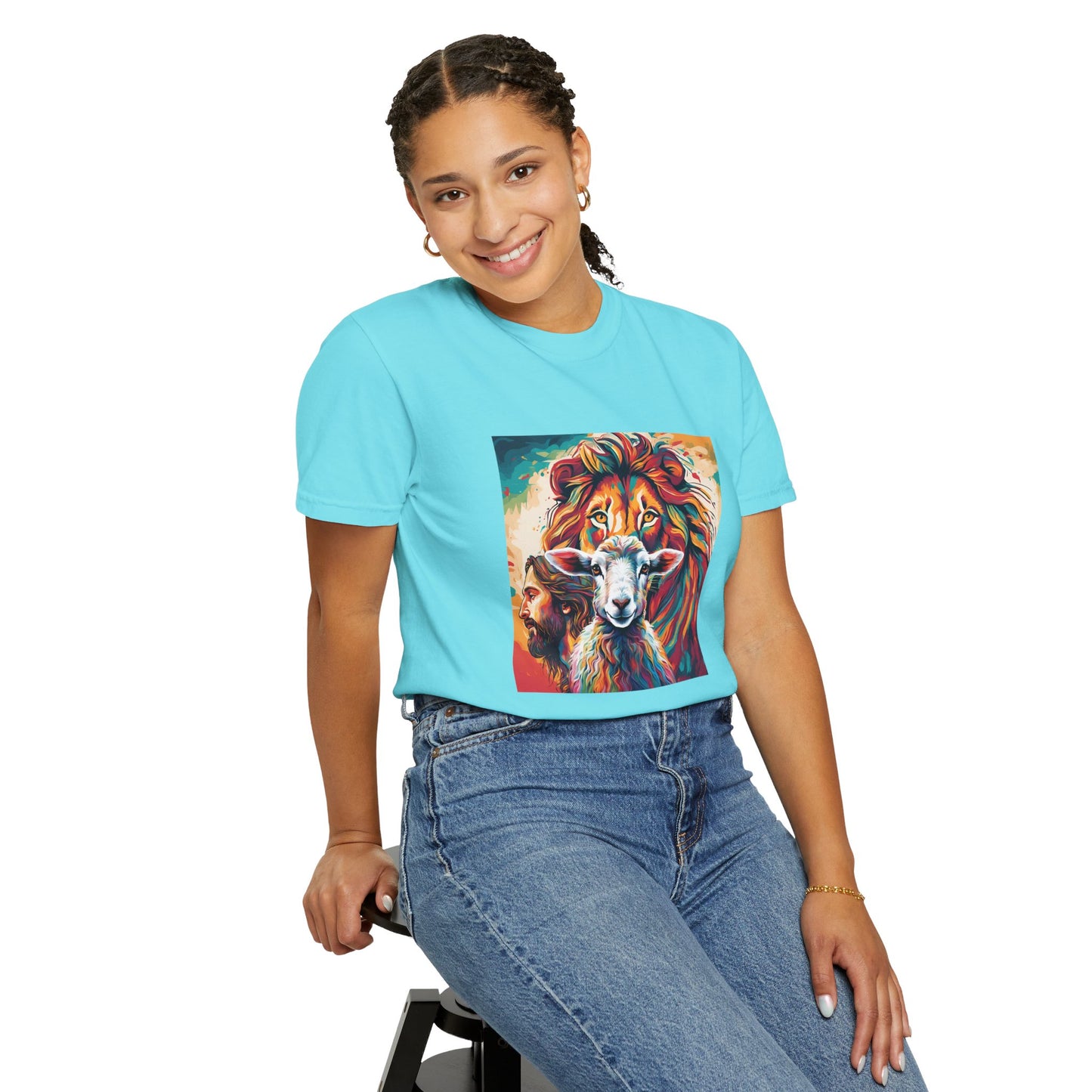 Jesus, Lion, & Lamb Unisex Garment-Dyed T-shirt