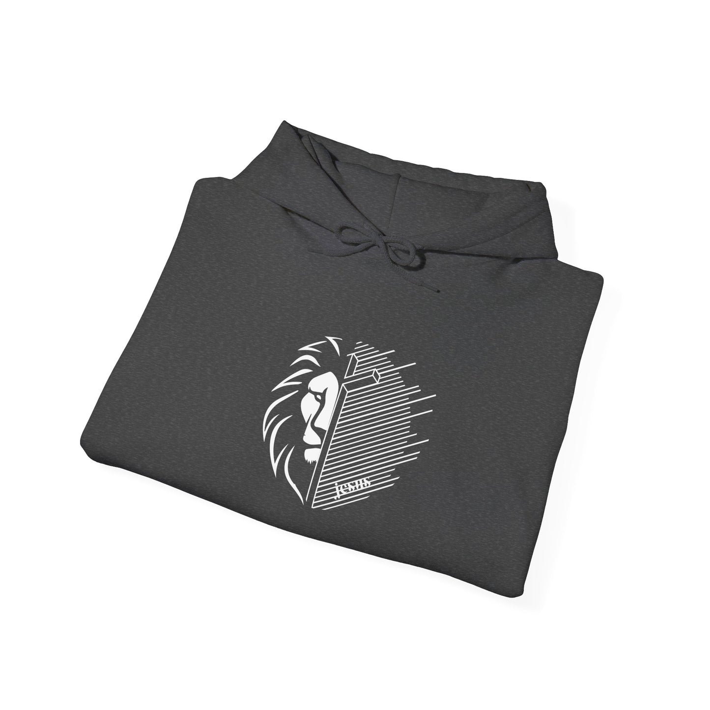 Jesus Lion White Print Unisex Heavy Blend™ Hooded Sweatshirt