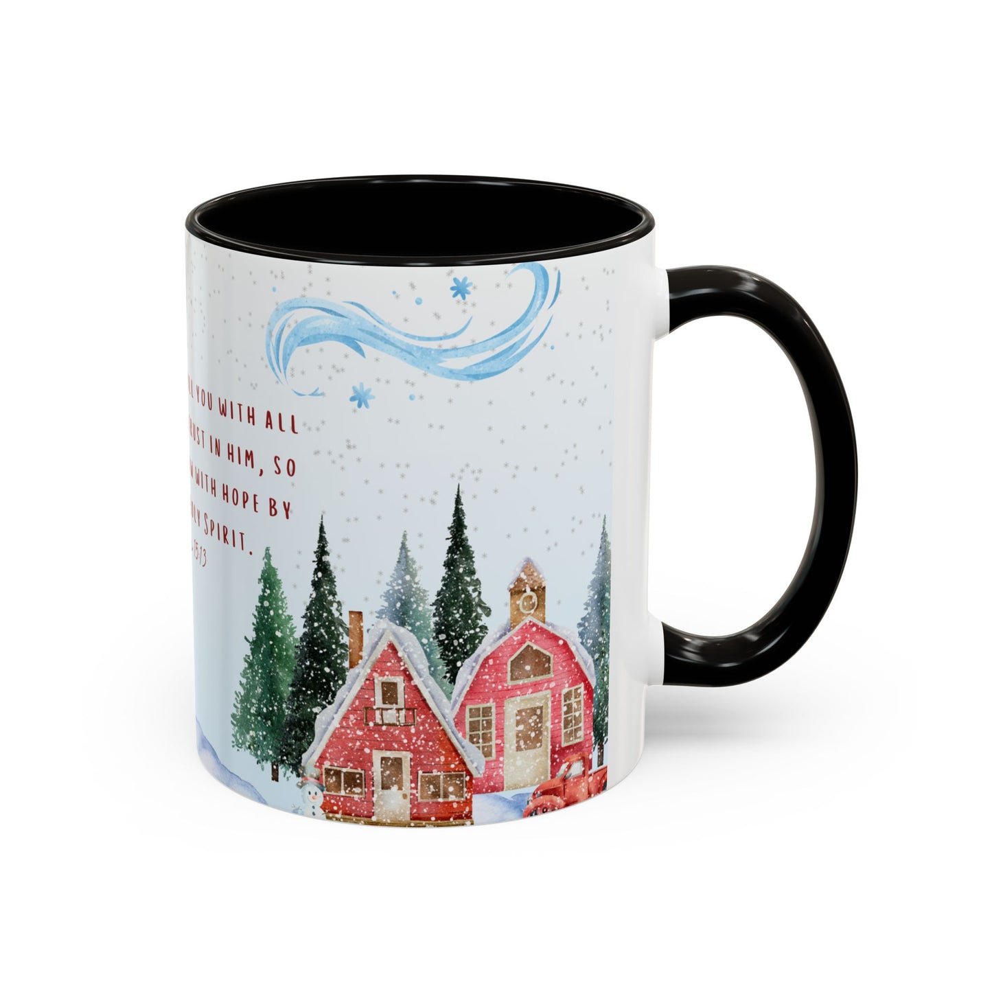 Romans 15:13 Winter Scripture Mug – Christian Christmas Coffee Cup