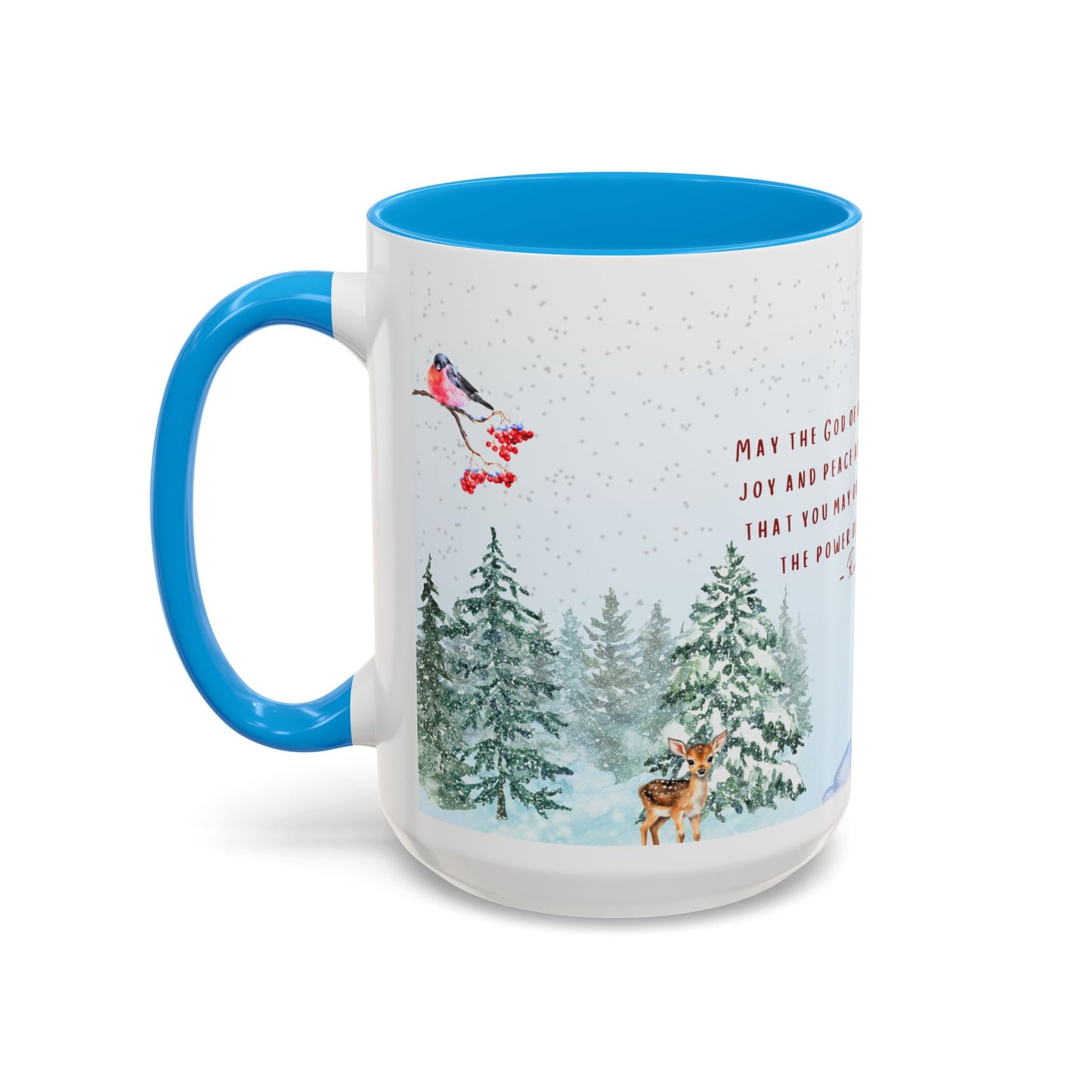 Romans 15:13 Winter Scripture Mug – Christian Christmas Coffee Cup