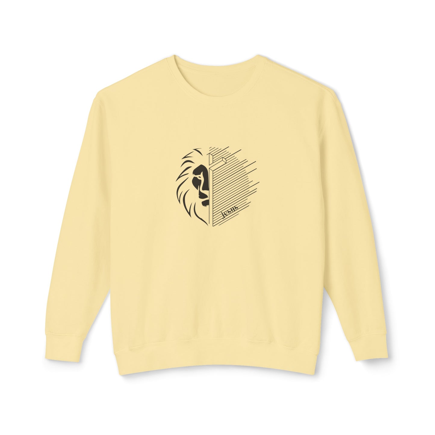 Jesus Lion Black Print Unisex Lightweight Crewneck Sweatshirt