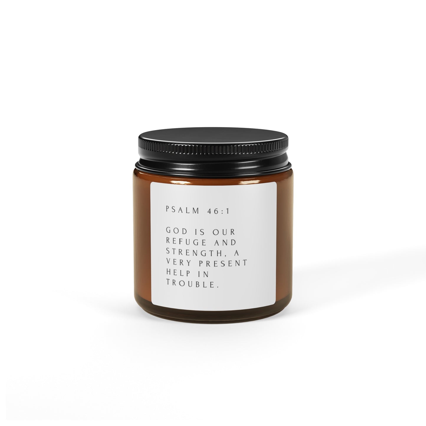 Psalm 46:1 Scented Soy Candle (Amber Jar)