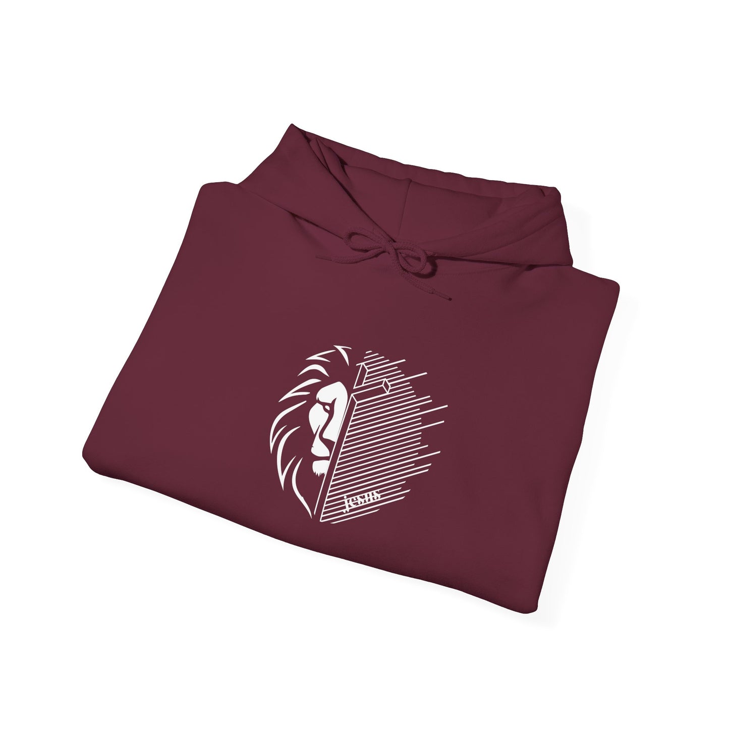 Jesus Lion White Print Unisex Heavy Blend™ Hooded Sweatshirt