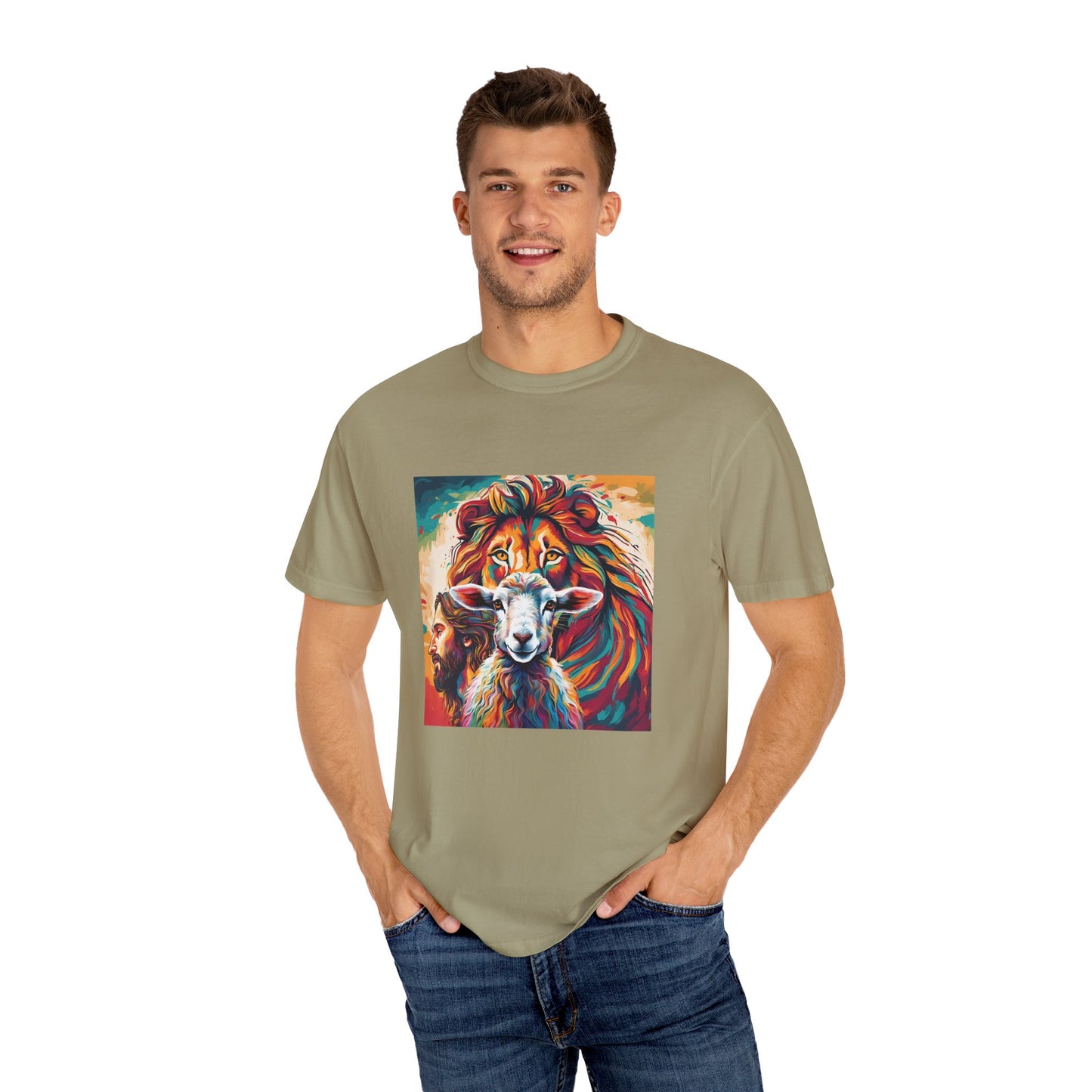 Jesus, Lion, & Lamb Unisex Garment-Dyed T-shirt